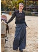 Gray Women's Bohemian Trousers with Pockets and Asymmetrical Cut and Button Detail 4706