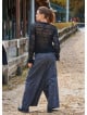 Gray Women's Bohemian Trousers with Pockets and Asymmetrical Cut and Button Detail 4706