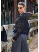 Crew Neck Tasseled Black Winter Blouse 4743