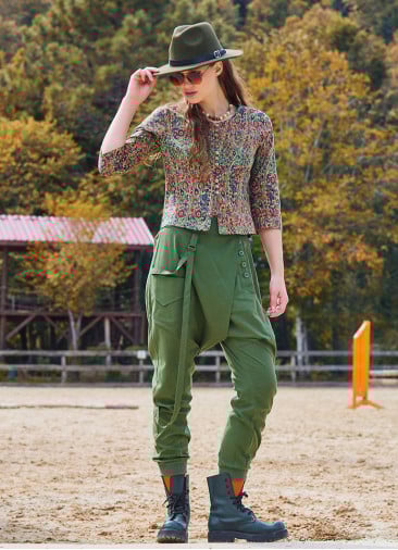 Khaki Bohemian Shalwar with Rope Detail and Elastic Waistband and Buttons 4554
