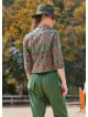 Crew Neck Half Sleeve Button Detailed Green Floral Blouse 4782