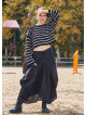 Crew Neck Black Striped Above Waist Womens Sweater 4748