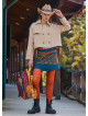 Snap Closure Pocket Patchwork Wrapped Petrol Floral Skirt 4687