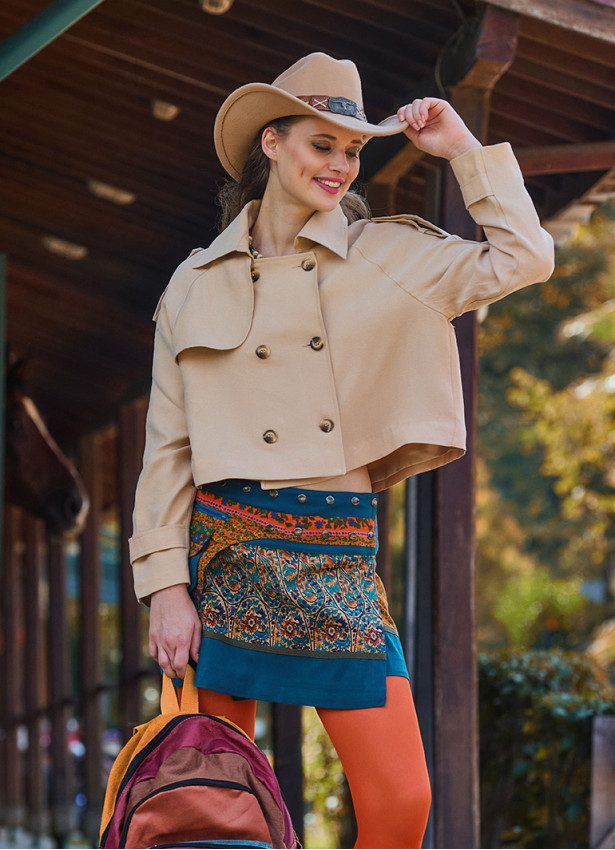 Shirt Collar Relaxed Cut Buttoned Beige Winter Blouse 4764