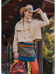 Snap Closure Pocket Patchwork Wrapped Petrol Floral Skirt 4687