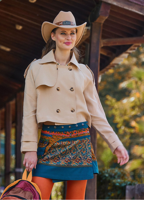 Shirt Collar Relaxed Cut Buttoned Beige Winter Blouse 4764