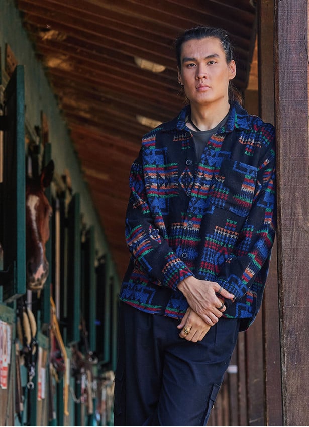 Relaxed Cut Long Sleeve Ethnic Patterned Mens Shirt 4768