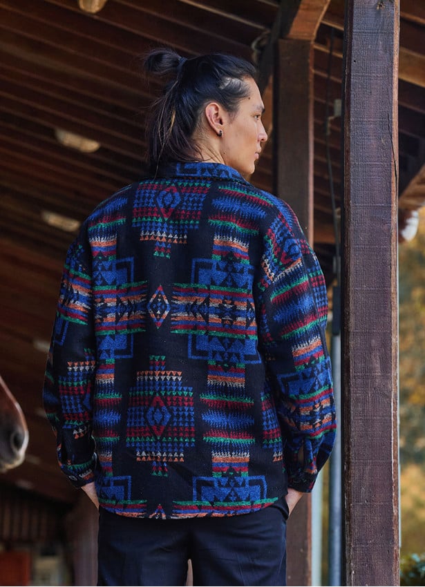 Relaxed Cut Long Sleeve Ethnic Patterned Mens Shirt 4768