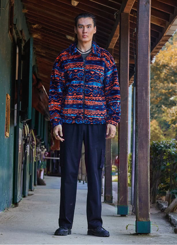 Relaxed Cut Long Sleeve Orange Mens Shirt 4775