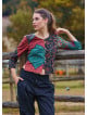 Crew Neck Half Sleeve Button Detailed Black Authentic Blouse 4786