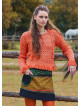 Crew Neck Tasseled Orange Winter Blouse 4744