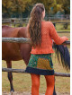 Crew Neck Tasseled Orange Winter Blouse 4744