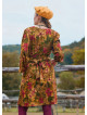V Neck Draped Belt Detailed Beige Floral Dress 4702