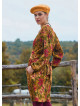 V Neck Draped Belt Detailed Beige Floral Dress 4702