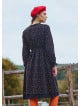 Black Flannel Dress with a Judge Collar and Elastic Waist and Lace 4732
