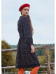 Black Flannel Dress with a Judge Collar and Elastic Waist and Lace 4732