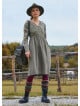 V Neck Button Detailed Zippered Khaki Winter Dress 4740