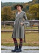 V Neck Button Detailed Zippered Khaki Winter Dress 4740