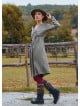 V Neck Button Detailed Zippered Khaki Winter Dress 4740
