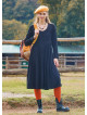 Crew Neck Button Detailed Black Long Sleeve Dress 4787