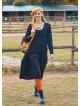 Crew Neck Button Detailed Black Long Sleeve Dress 4787