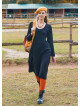 Crew Neck Button Detailed Black Long Sleeve Dress 4787