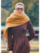 V Neck Flounce Detailed, Brown Winter Dress 4700
