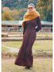 V Neck Flounce Detailed, Brown Winter Dress 4700