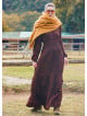 V Neck Flounce Detailed, Brown Winter Dress 4700
