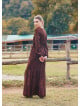 V Neck Flounce Detailed, Brown Winter Dress 4700