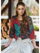 Crew Neck Half Sleeve Button Detailed Black Authentic Blouse 4786