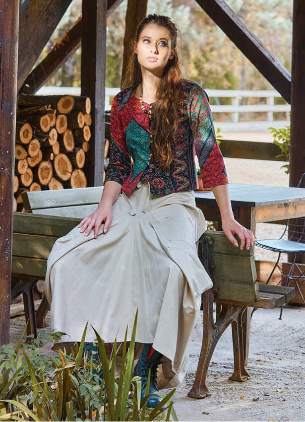 Cream Balloon Skirt with Tie Waist and Pocket 4788