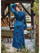 Elastic Collar Spanish Sleeve Blue Long Sleeve Dress 4721