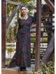 Boat Neck Tied Waist Spanish Sleeve Green Long Sleeve Dress 4709