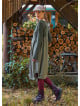 Crew Neck Pocket Finger Strap Khaki Winter Dress 4736