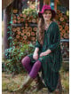 V Neck Elastic Sleeves with Button Detail Green Long Dress 4712