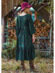 V Neck Elastic Sleeves with Button Detail Green Long Dress 4712