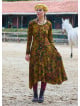 Boat Neck Asymmetrical Cut Button Detailed Olive Winter Dress 4722