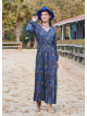 V Neck Frilled Detailed Blue Winter Dress 4701