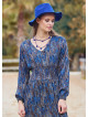 V Neck Frilled Detailed Blue Winter Dress 4701