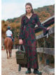 Elastic Collar Spanish Sleeve Green Winter Dress 4720