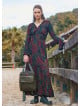 Elastic Collar Spanish Sleeve Green Winter Dress 4720