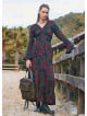 Elastic Collar Spanish Sleeve Green Winter Dress 4720