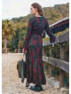 Elastic Collar Spanish Sleeve Green Winter Dress 4720