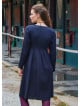 V Neck Button Detailed Zippered Black Long Sleeve Dress 4739