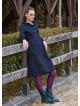 Black Winter Dress with a Judge Collar and Elastic Waist and Lace 4731