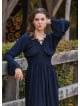 Elastic Collar Spanish Sleeve Black Winter Dress 4719