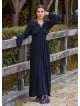 Elastic Collar Spanish Sleeve Black Winter Dress 4719