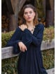 Elastic Collar Spanish Sleeve Black Winter Dress 4719
