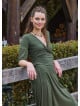 Double Breasted Half Sleeve Khaki Winter Blouse 4725
